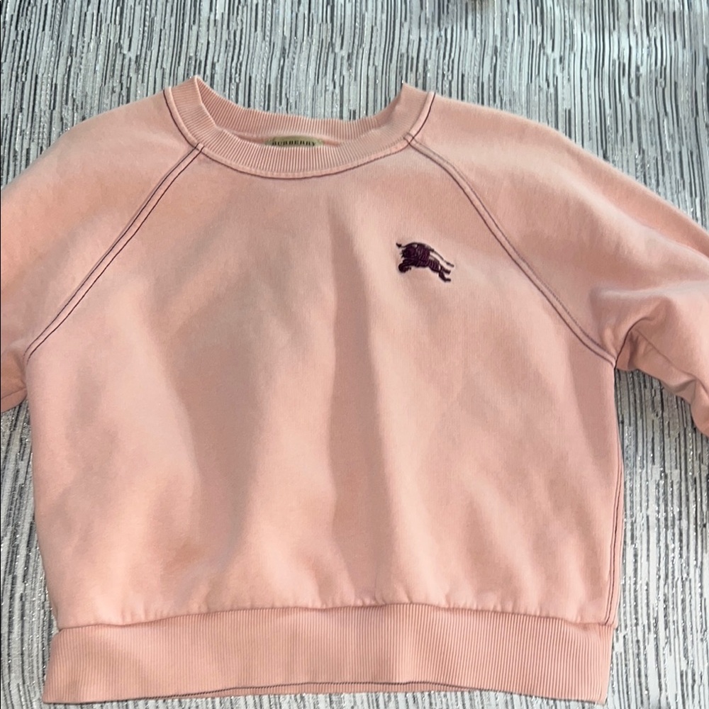 Burberry Mauve / Pale Pink Sweatshirt with Burgundy Logo size Small Sweater